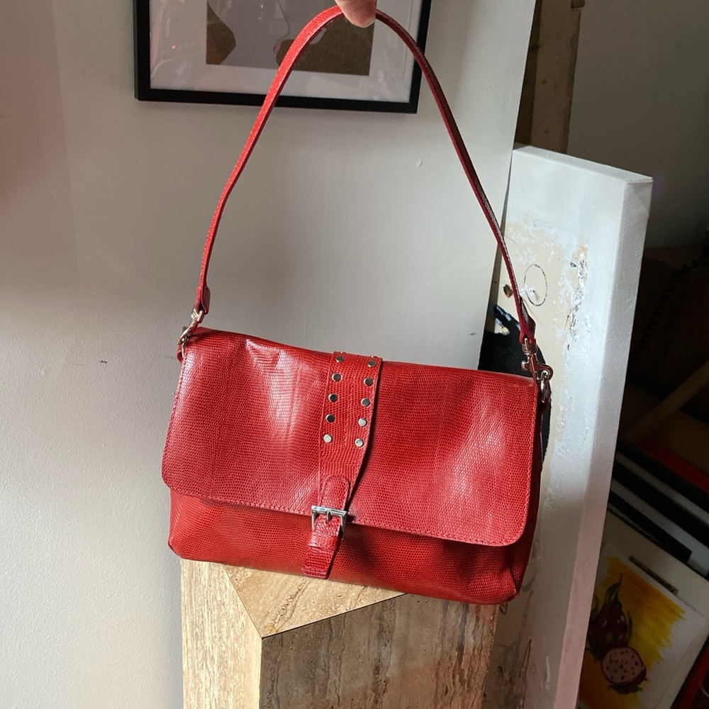 🔴 SOLD 🔴 Red Italian Leather Shoulder Bag